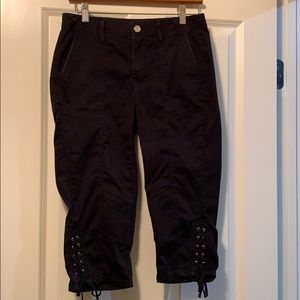 The Crop Black Pants with Ties on Bottom from WHBM